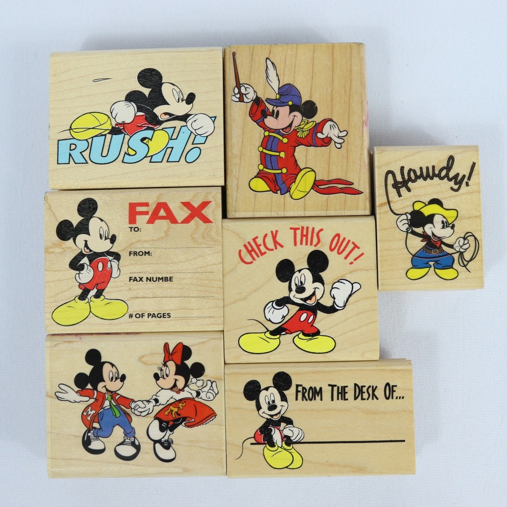 Disney Mickey Minnie Mouse Rubber Stampede Lot of 7 Stamps Teacher Office Craft